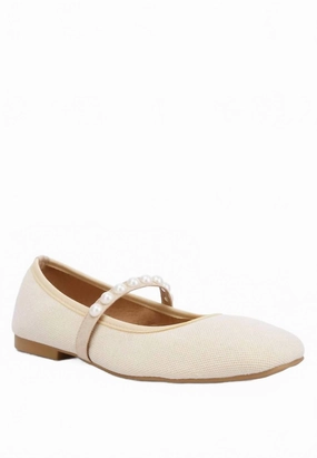 Women's Sassie Pearl Embellished Ballerina Flats In Beige molded