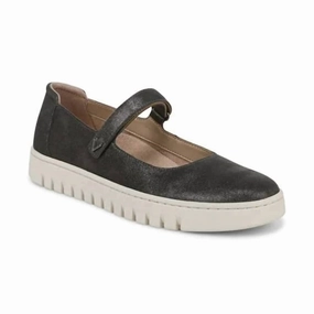 Women's Uptown Mary Jane Flat Shoes In Charcoal Shimmer Leather color block
