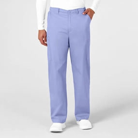 Flexible Knee Articulation WonderWORK Men's Cargo Scrub Pant - Ceil Blue