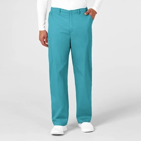Compression Support Lining Comfy Design WonderWORK Men's Cargo Scrub Pant - Teal Blue