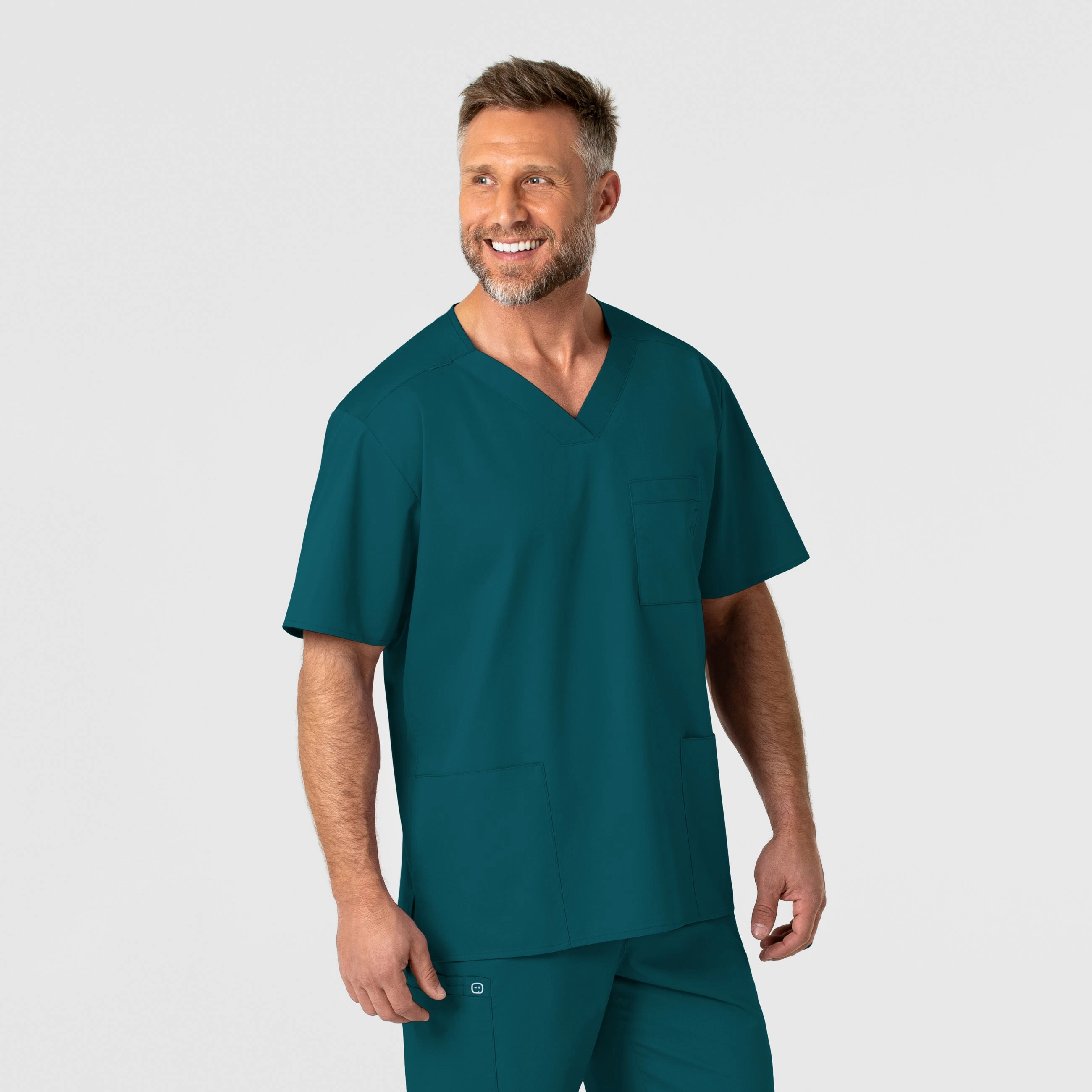 Buttery Soft Handfeel WonderWORK Men's V-Neck Scrub Top - Caribbean