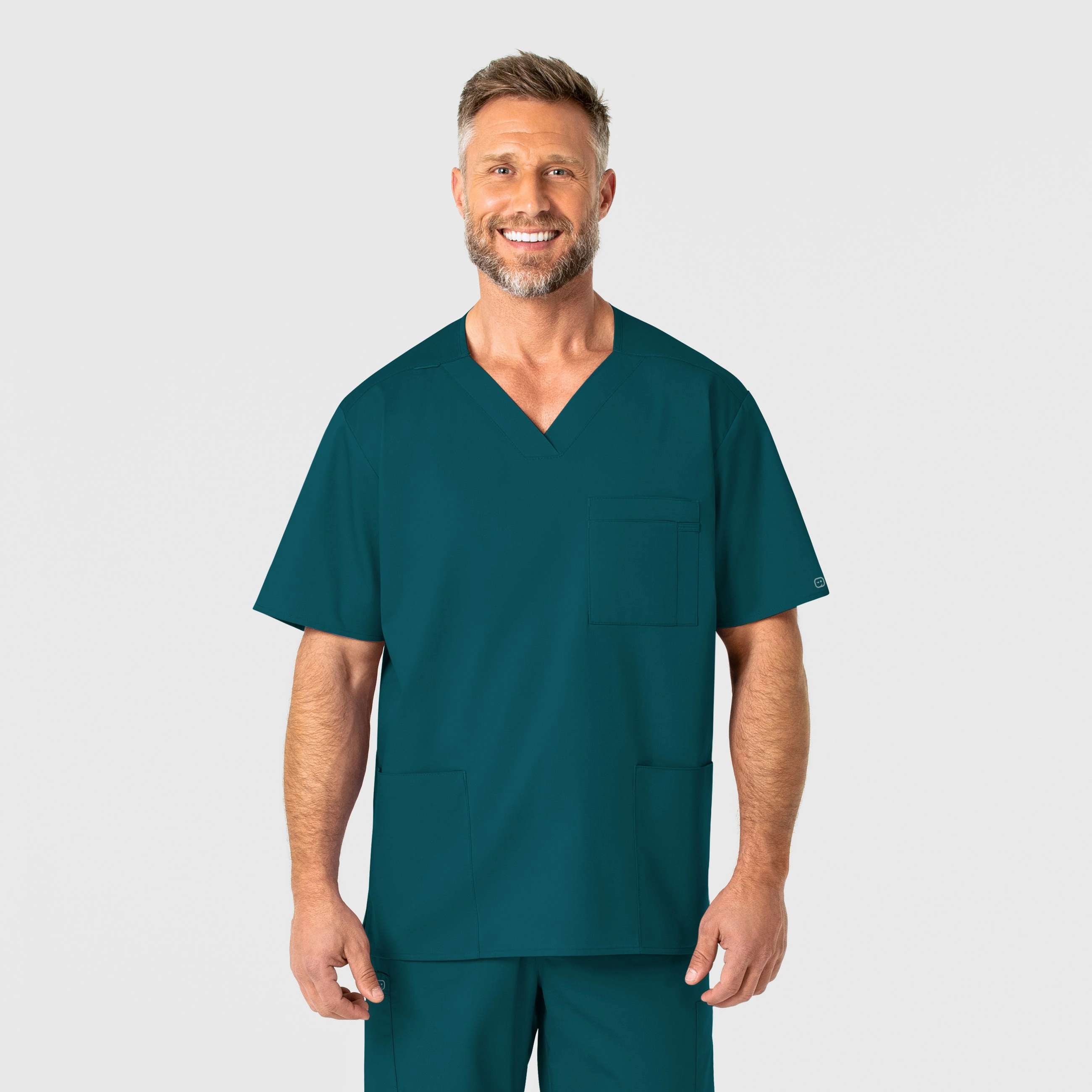 Wrinkle Resistant Textile WonderWORK Men's V-Neck Scrub Top - Caribbean