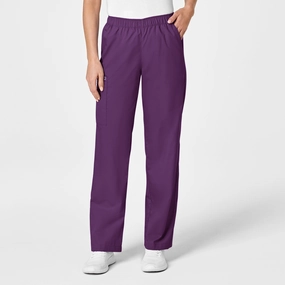 Utility Ready WonderWORK Women's Pull-On Cargo Scrub Pant - Eggplant