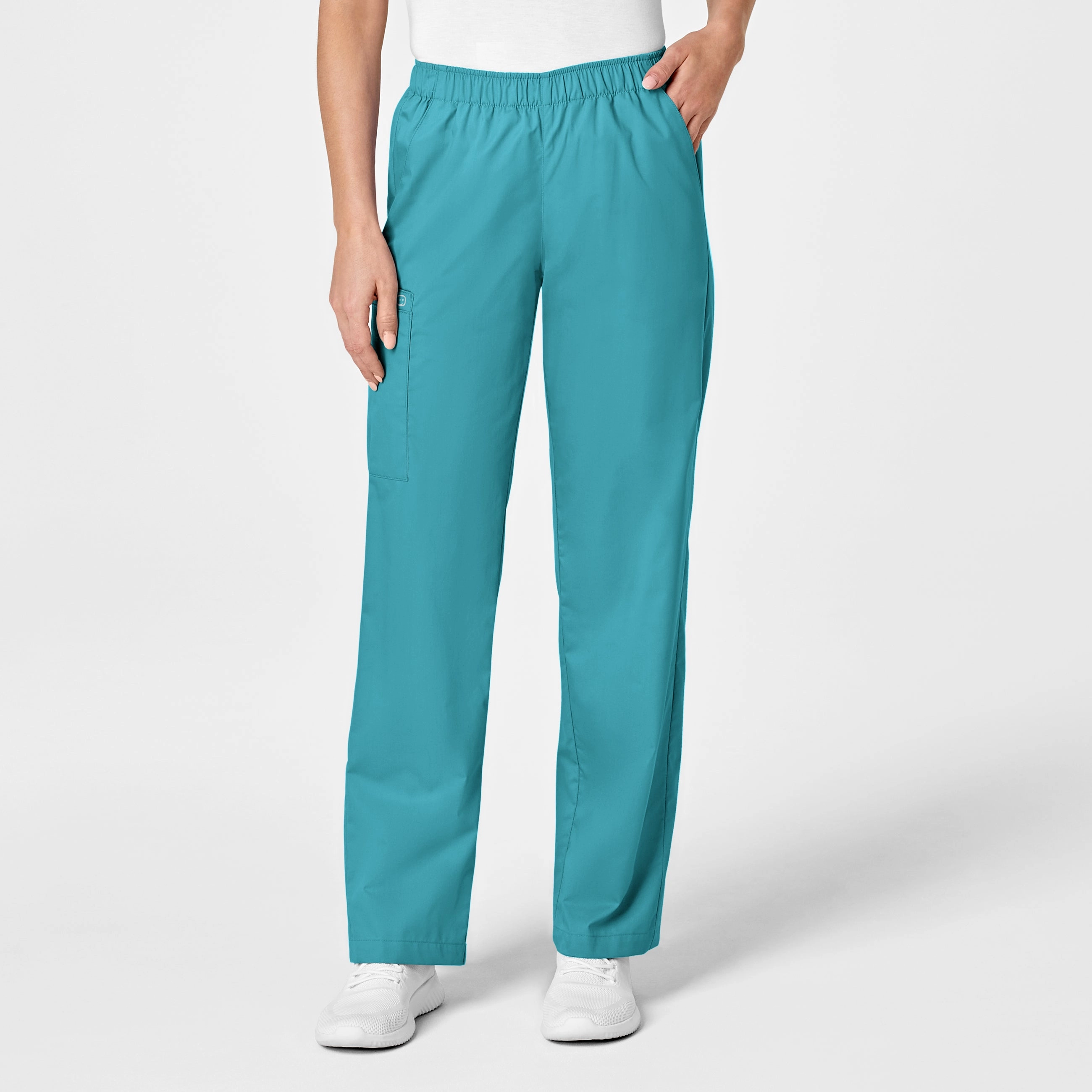 WonderWORK Women's Pull-On Cargo Scrub Pant - Teal Blue AntibacterialCoating