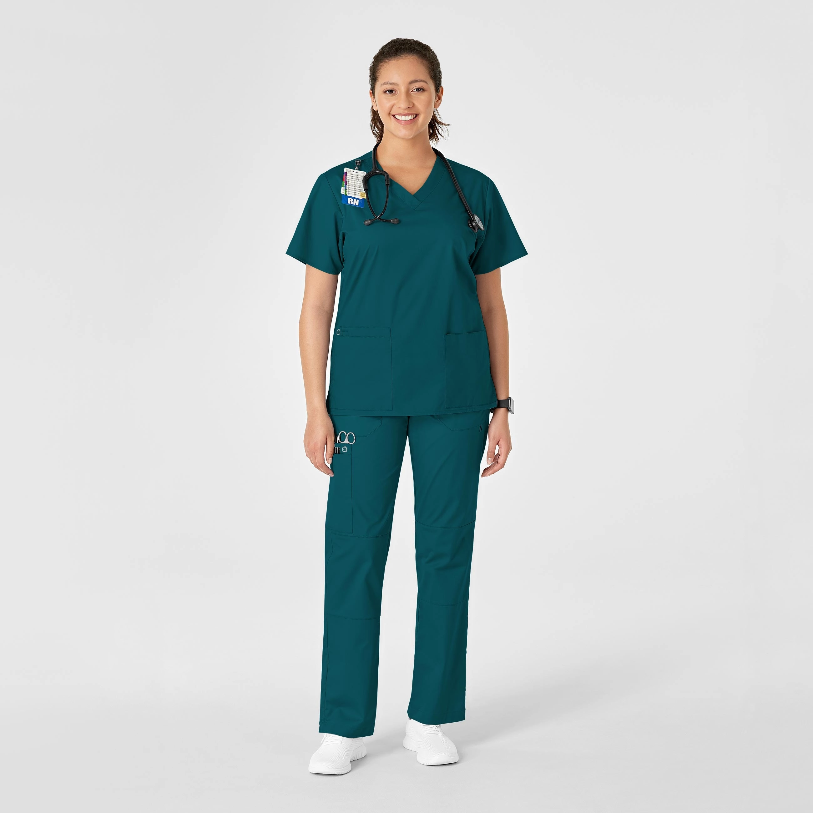 WonderWORK Women's Straight Leg Cargo Scrub Pant - Caribbean Body Ready