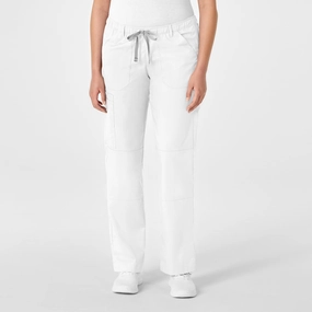 WonderWORK Women's Straight Leg Cargo Scrub Pant - White Seamless Wear