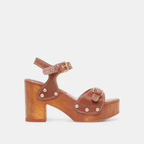YANDY HEELS COGNAC LEATHER Boho Wedding Heels